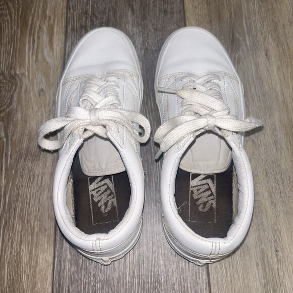 VANS Classic Old Skool White Leather Sneaker Skate Shoes US Size M 4.5 / W 689+3 - Picture 8 of 11